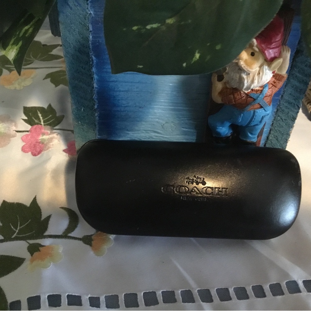 Coach Black Leather Sunglasses Case with Gold Logo